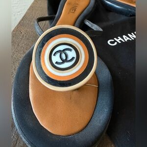 CHANEL Black and Brown Sandals